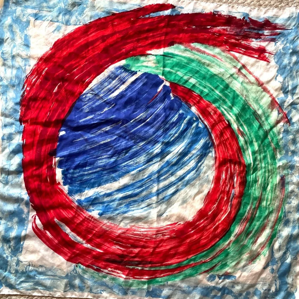 Abstract Multicolor Scarf Silk Scarf Vintage paint art